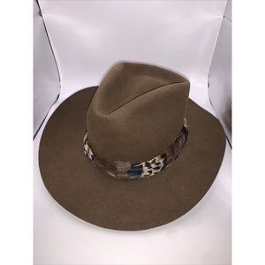 Resistol Self Conforming Round Up Edition 7 1/8” Brown Cowboy Hat w/ Feathers
